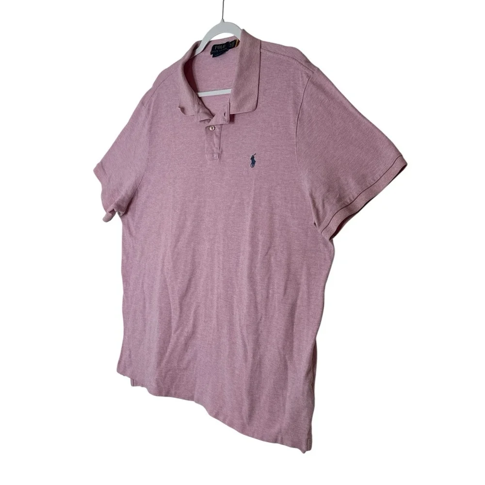 Ralph Lauren Polo Shirt Men's XXL Pink Classic‎ Fit Cotton Heather Short Sleeve